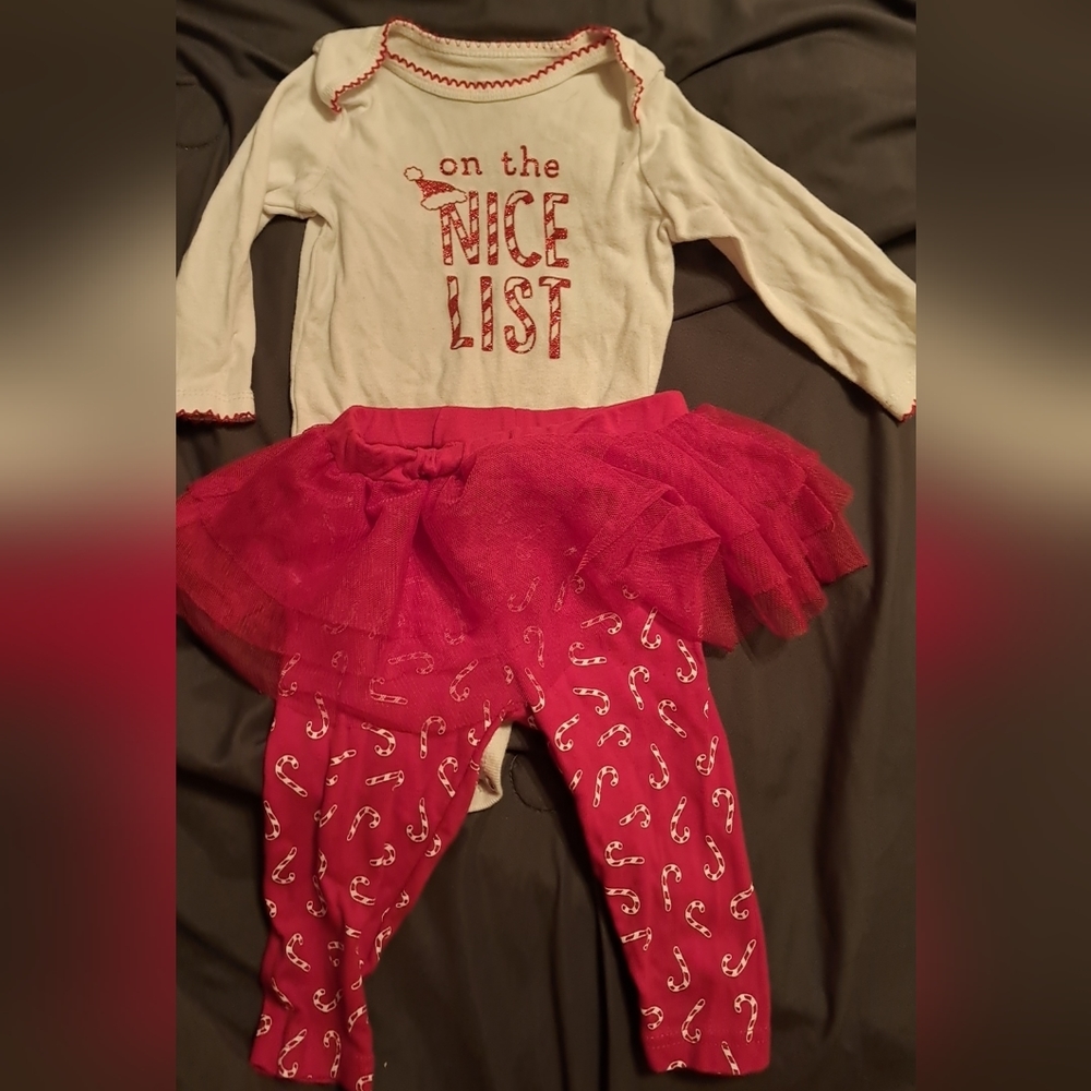 Christmas tutu outfit, baby girl 6 month